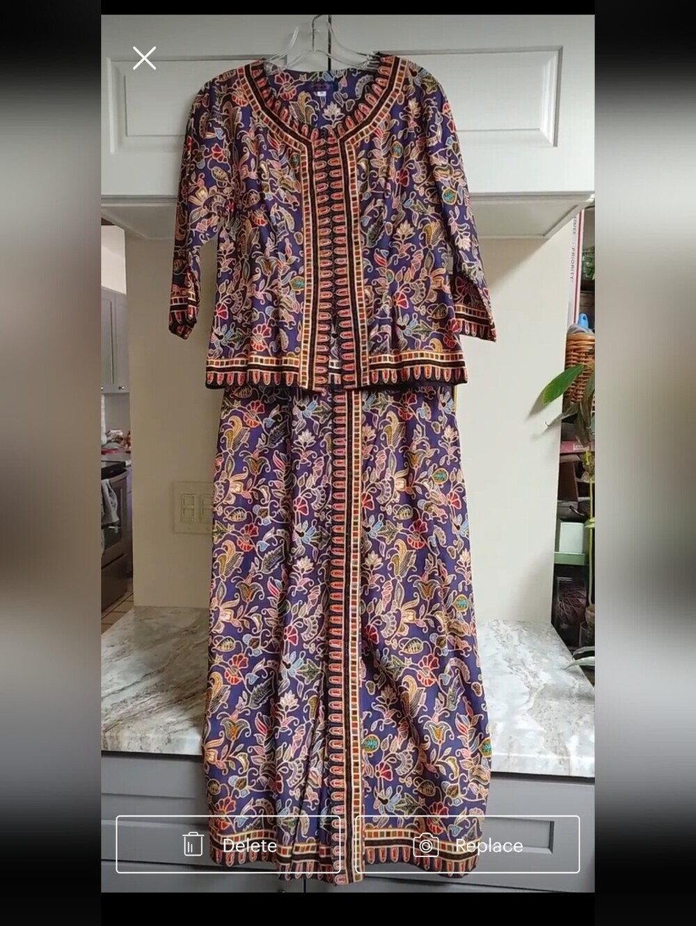 Vintage Singapore Collection Skirt Set Size 36